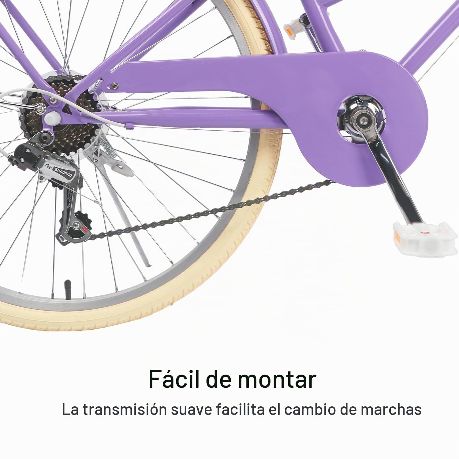 Glerc Missy 20 "24" 26 "Inch Girl Cruiser Shimano 6 Speed Hybrid City Bicycle, para Adolescentes Mayores de 6 años, con cestas de Mimbre, Ligero