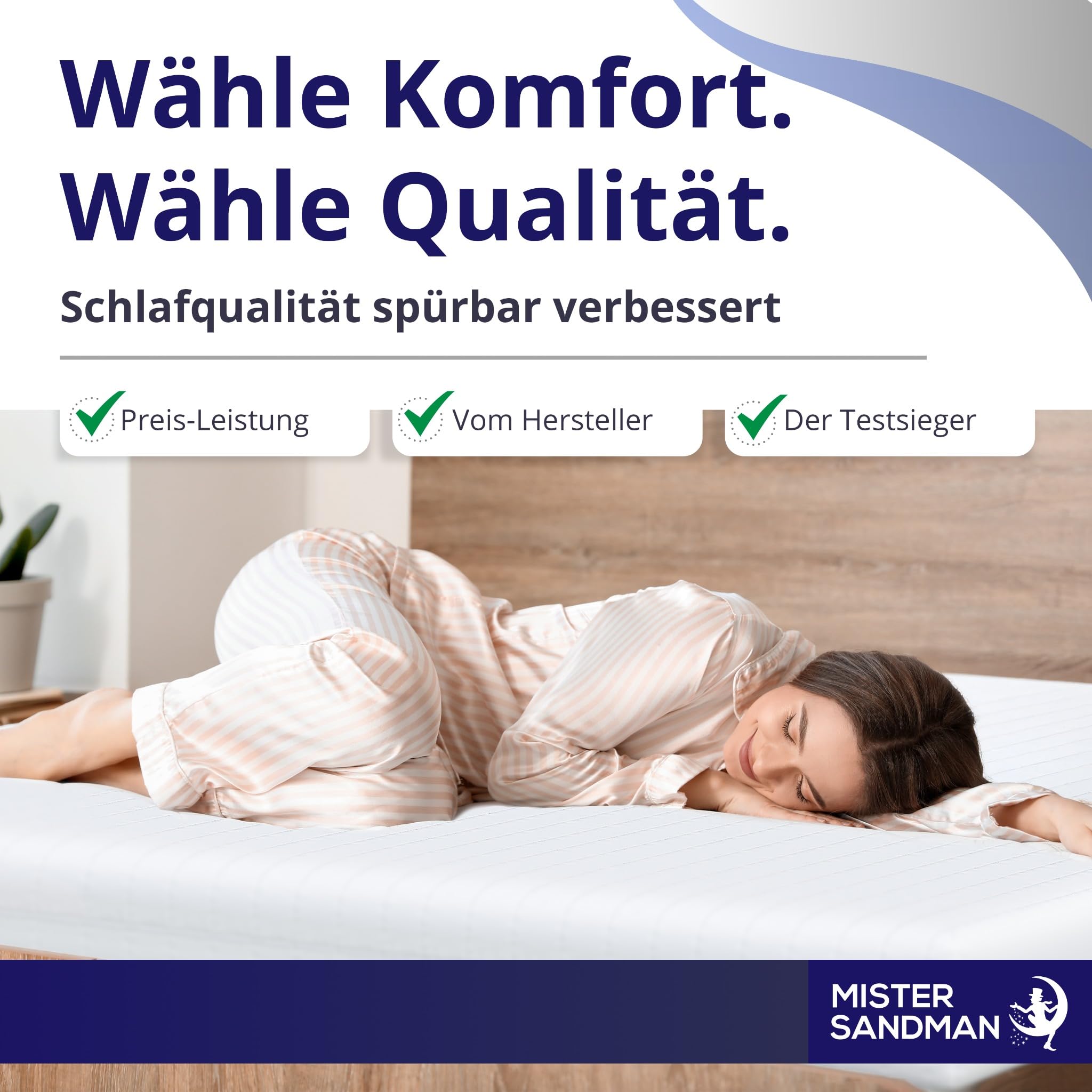 Mister Sandman Kaltschaummatratze 180x190 cm, H2/H3, 18 cm Höhe, Ergonomische 7-Zonen Matratze, Rollmatratze mit waschbarem Bezug, für Seiten-, Rücken- und Bauchschläfer