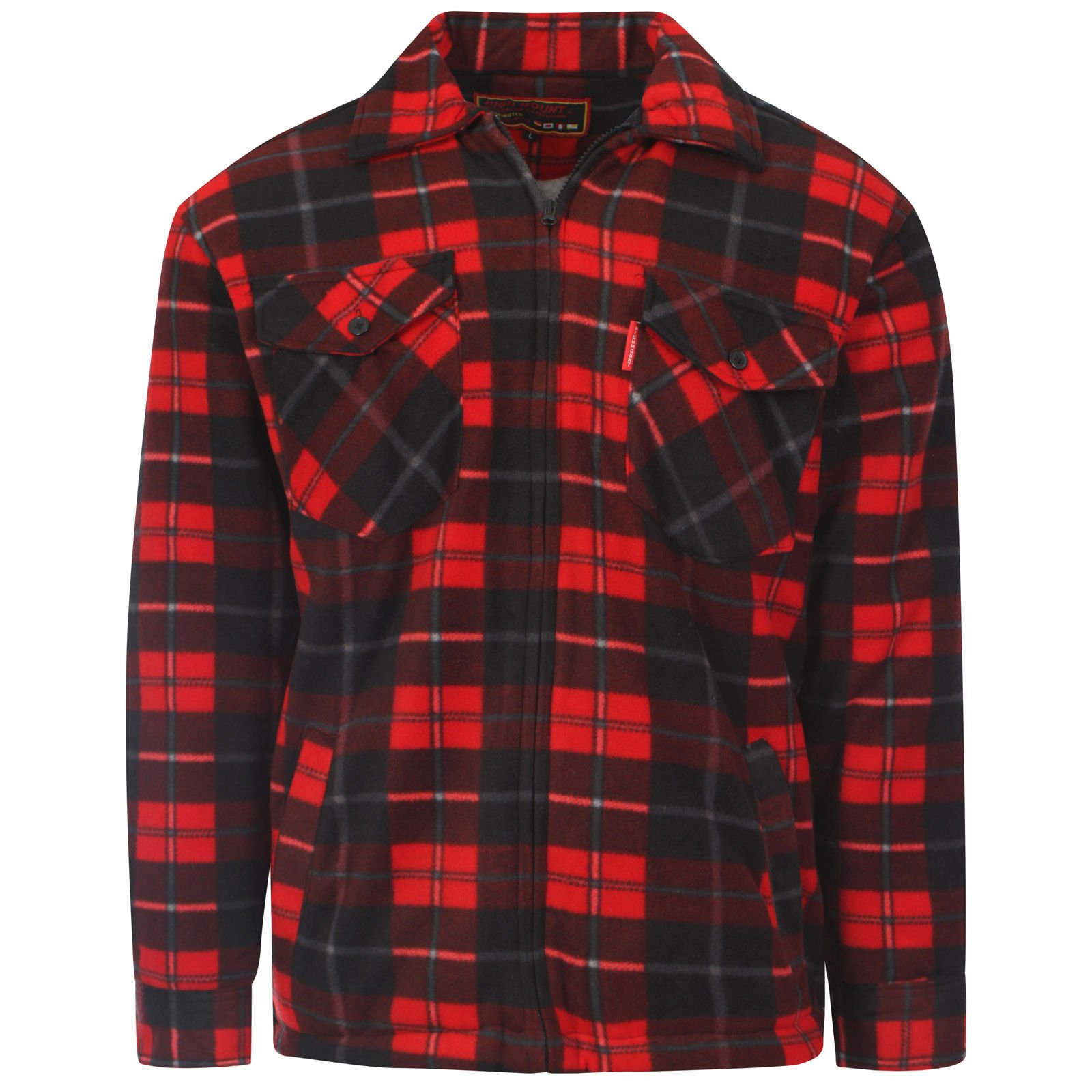High Mountain New Men's Fleece Sherpa Lined Lumberjack Padded Check Shirts (Medium, Red Check)