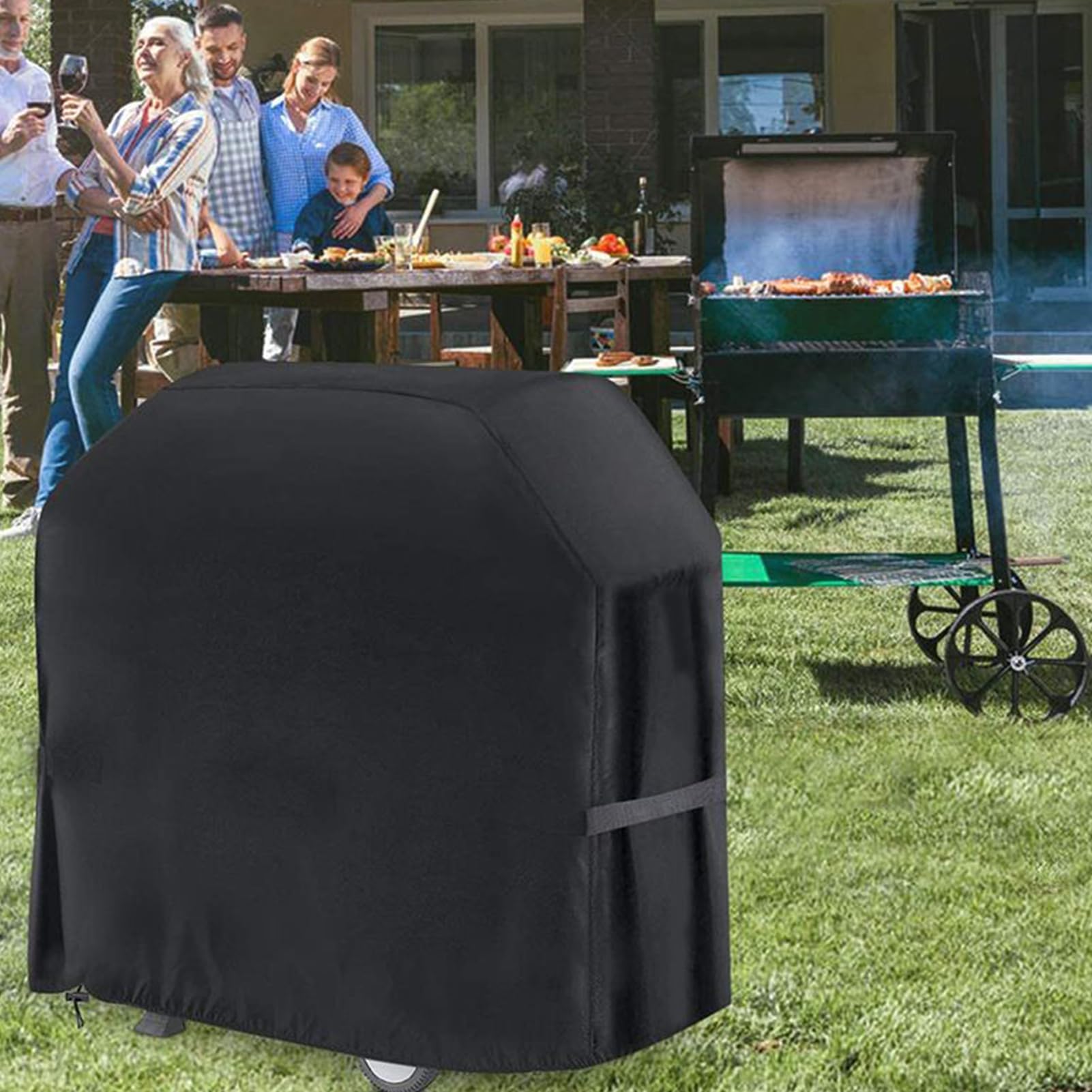 Pokrowiec na grilla zewnętrznego, odporna na promieniowanie UV tkanina Oxford, wodoodporna ochrona przed grillem, wiatroszczelny na patio, ogród, akcesoria kempingowe, trwały sprzęt do grillowania
