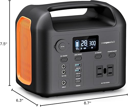 Miniatura 9 de Estación de energía portátil, 300 W (pico de 600 W) 299 Wh LiFePO4 generador solar de onda sinusoidal pura 110 V CA salidas de coche PD 60 W QC3.0