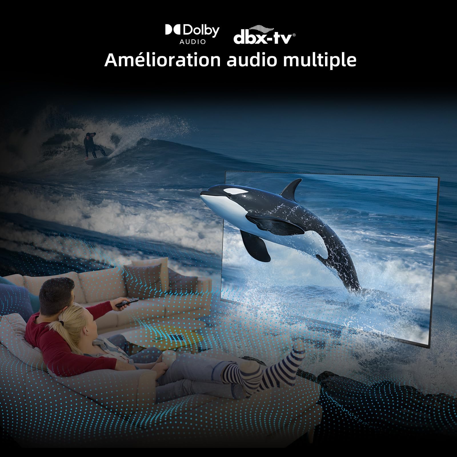 CHiQ TV 32 Pouces FHD QLED Google TV HDR10 (L32QST) | Compatible avec Apple AirPlay, Dolby Audio, Commande Vocale, Triple Tuner DVB-C/T2/S2