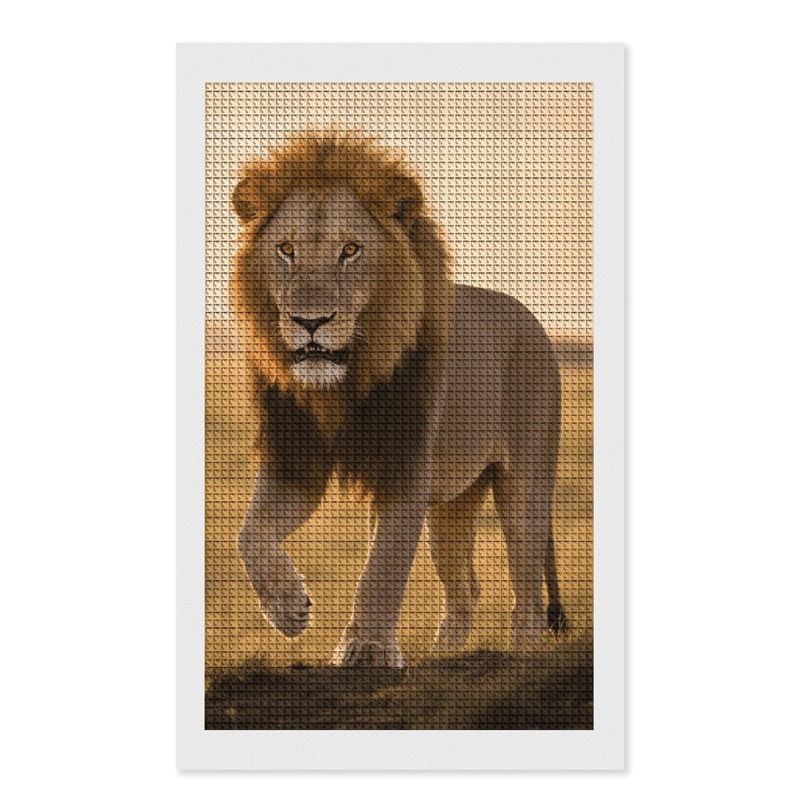 FodPand Grassland Lion 5D Diamond Painting Kits for Adults Beginners Full Drill Square Diamond Dots Pictures Gem Art Supplies for Home Wall Room Decoration DIY Craft Set Gift 12x20
