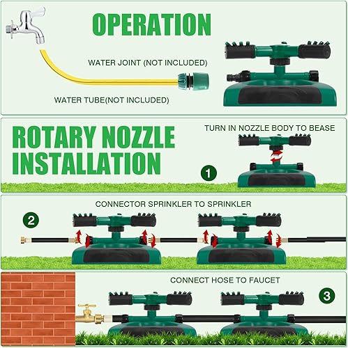 Miniatura 4 de Aspersor para patio, rociador giratorio de agua para jardín para cobertura de área grande, rociadores de césped y patio
