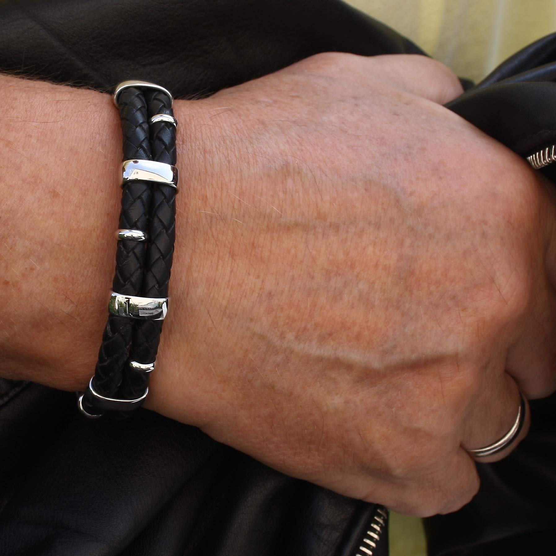 Echt Leder-Armband AFRICA F Schwarz Männer Herren