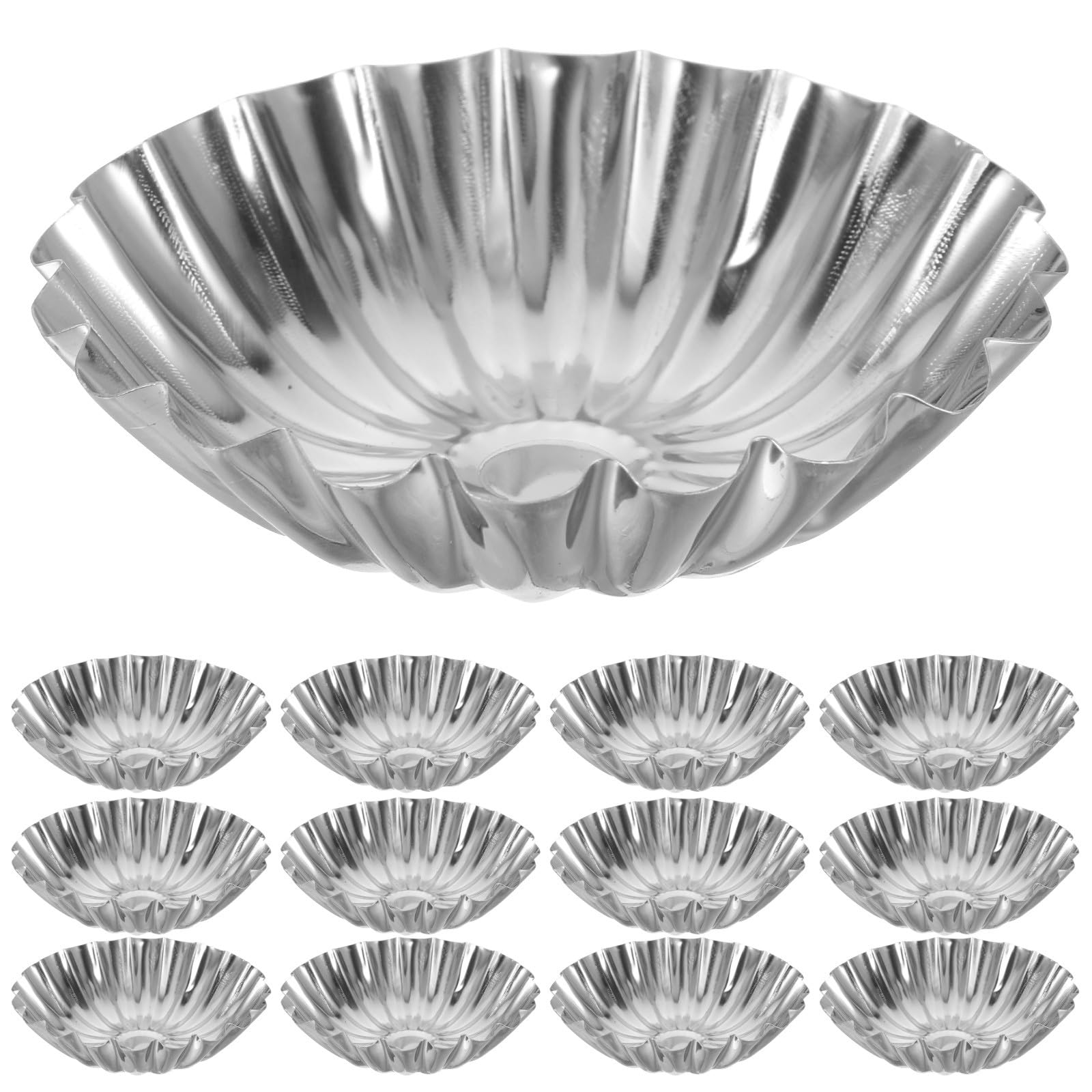 Lurrose Moules à Tartelettes aux Œufs Inox 430 Résistant la Chaleur Grand Format Multifonction pour Cuisson Pudding Tarte Maison 50 Pièces Pâtisserie Familiale