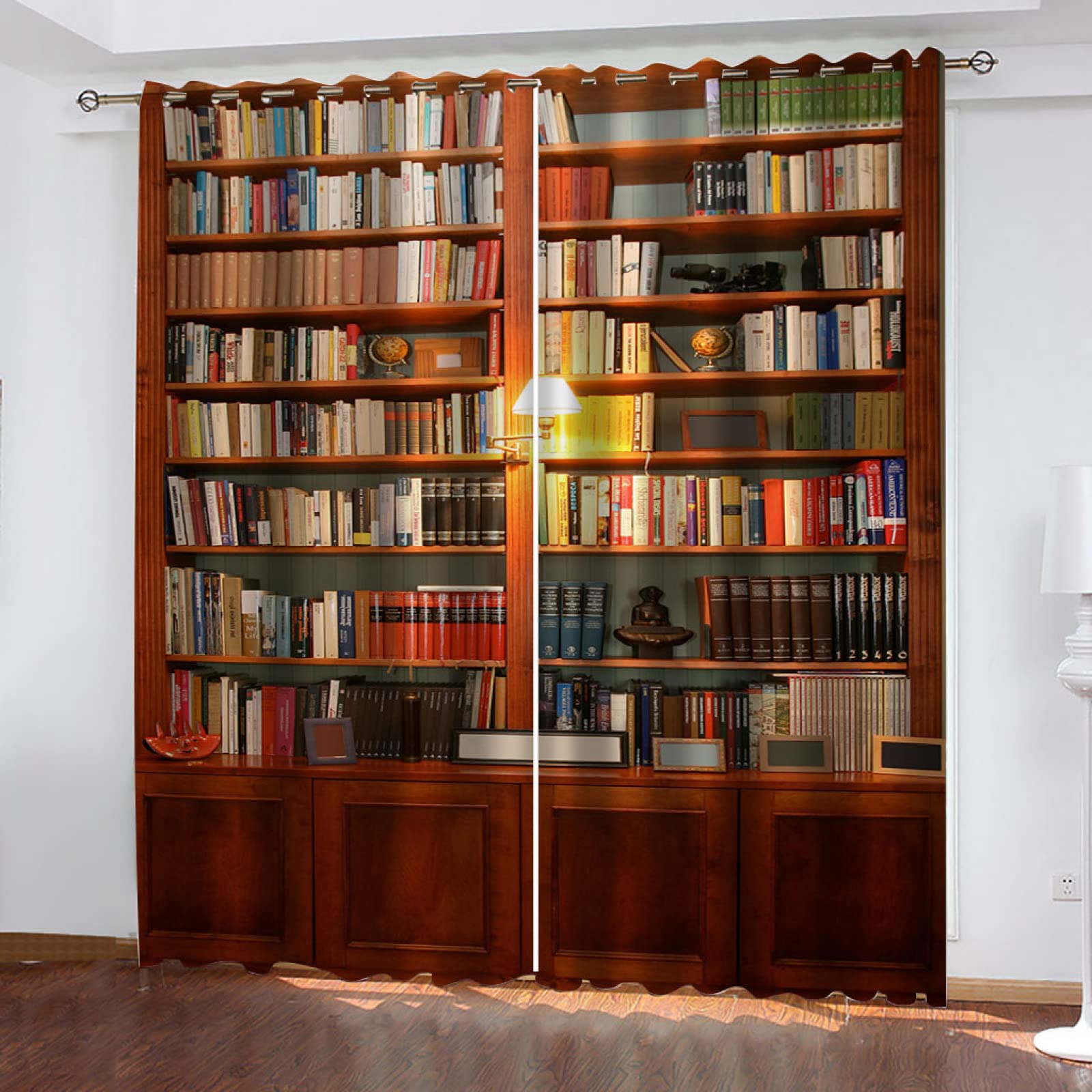 Cortinas Habitacion Juvenil Opacas 2 Piezas 3D Arte De Estantería Vintage Patrón Cortinas Salon Dormitorio Modernas para Ventanas Decoración para Hogar 264X240Cm Termicas Aislantes con Ojale