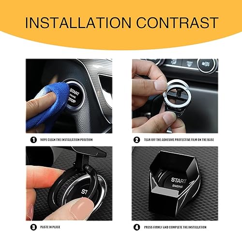 Miniatura 5 de UGSHY 1 funda para botón de arranque de automóvil con un solo botón, rotación de 150 para abrir el interruptor de encendido de aleación, múltiples