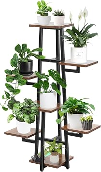 Plant Stand, Unique Heavy Pro Wood Plant Shelf, 8-Tiered Metal Plsnt Shelf with Full-Spectrum 4 Wheels for Multiple Indoor Plants