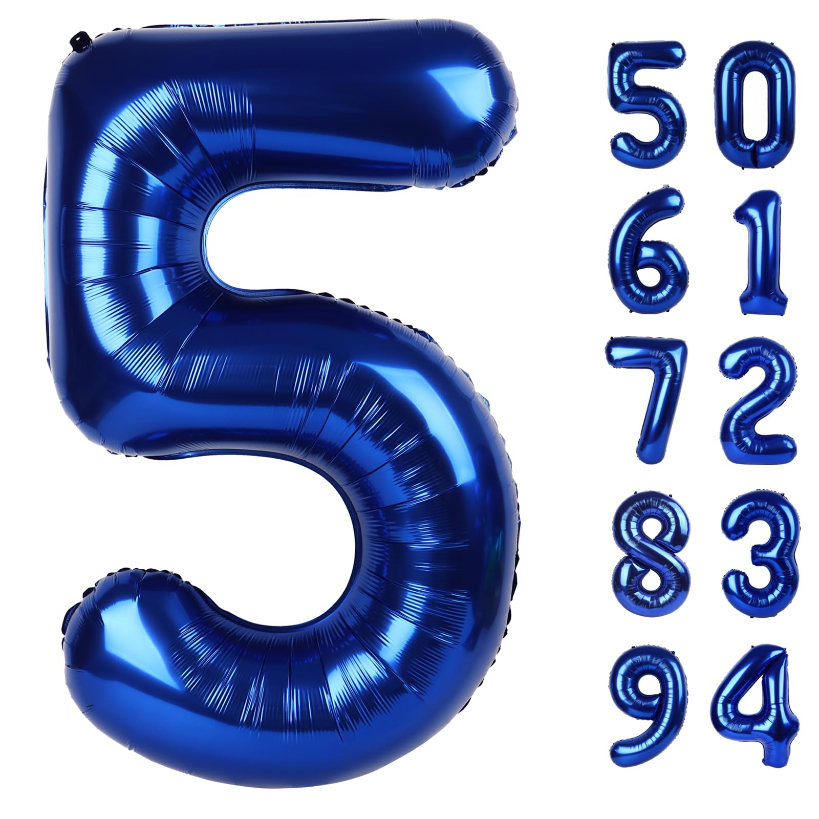 Night Blue 5 Balloon - Number Balloon 40 Inch, 5th Night Blue Decorations