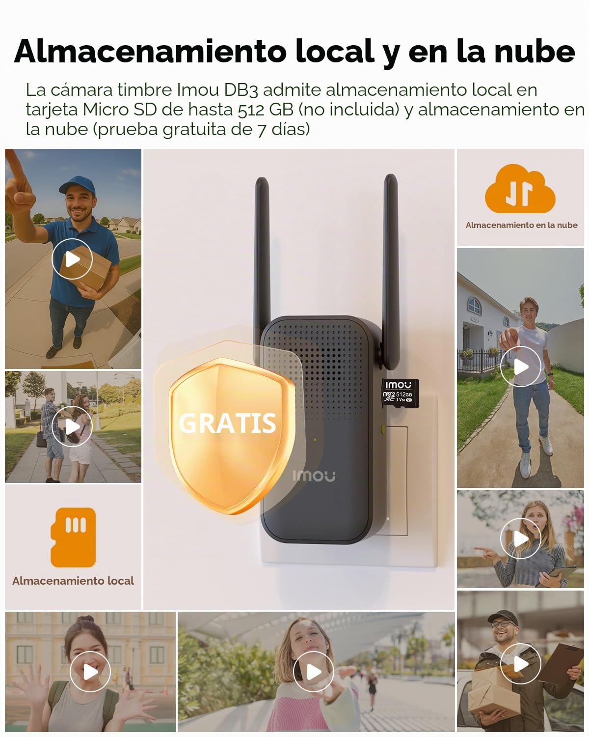 Imou 4MP Panoramic Doorbell DB3 Kit, Timbre Video 2K+ WiFi, Visión Nocturna 4MP 5m, Detección de Paquetes AI, Audio Bidireccional