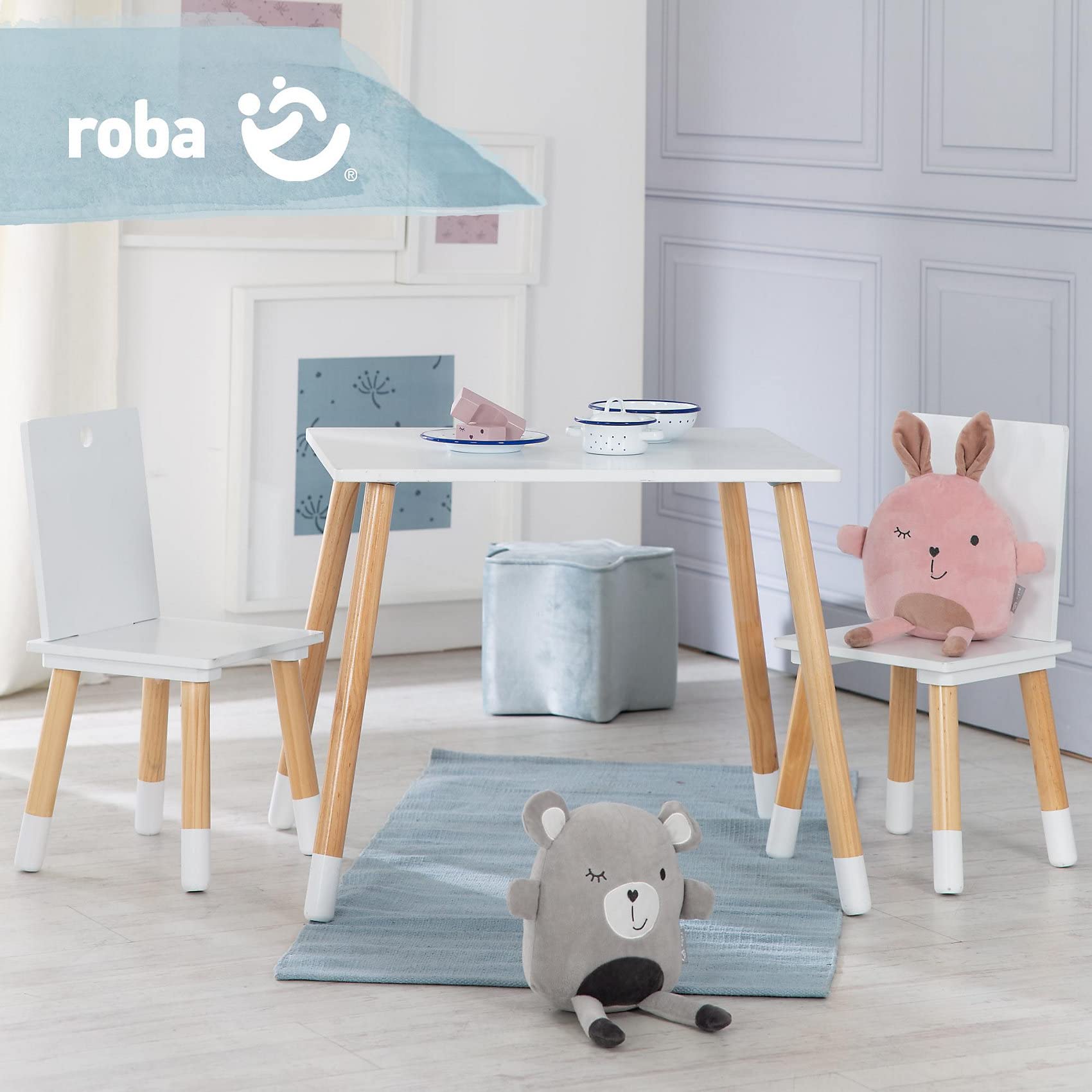 roba Kinderzitgroep, kindermeubelset van 2 kinderstoelen & 1 tafel
