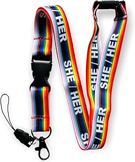 She/Her Non Binary Pronoun Rainbow LGBTQ LGBT Lanyard
