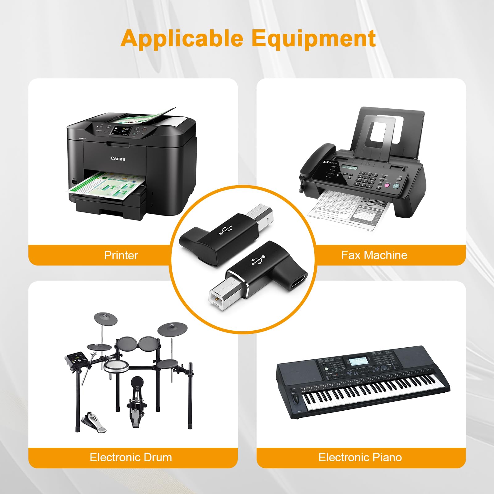 Adattatore USB-C A USB-B Gomito 2 Pezzi - Per Stampanti, MIDI, Sintetizzatori, Nero - Foto 6