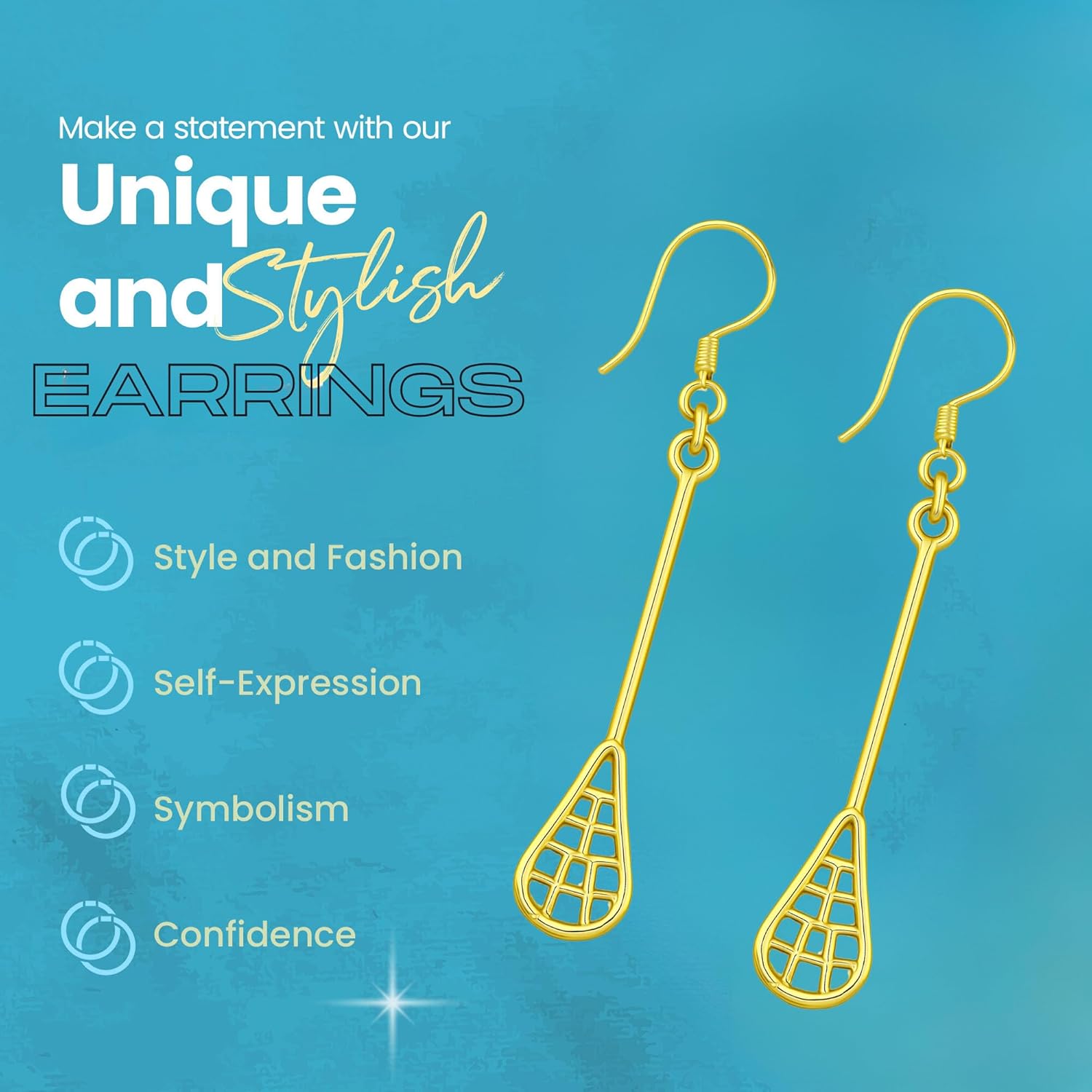 Gold Lacrosse Stick Dangle Earrings – Stainless Steel Sports-Inspired Jewelry for Players and Coaches – Lightweight Hypoallergenic Gift, Compatible with Daily Wear, Team Events, Appreciation - Image 4