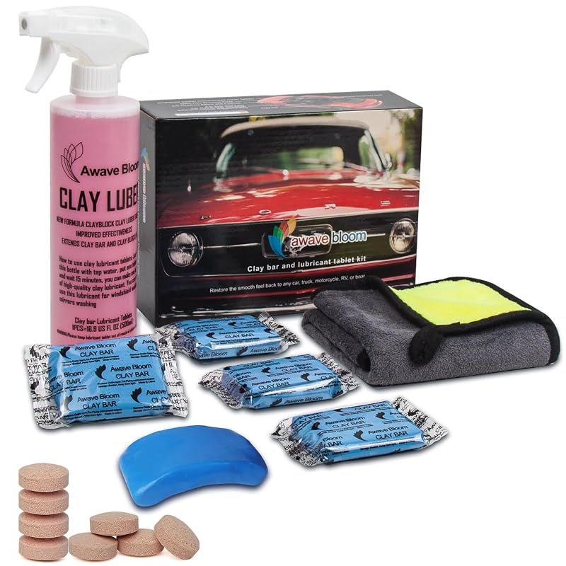 Kit de barra de argila para detalhamento automotivo awave bloom 400 g com lubrificante, borrifador e toalha 4 barras + 8 tabletes