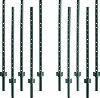 YESON 10 Pack Fence Post 4.8 Feet Height, Sturdy Duty T & U Post Metal Stakes for Fence, Garden Patio & Lawn