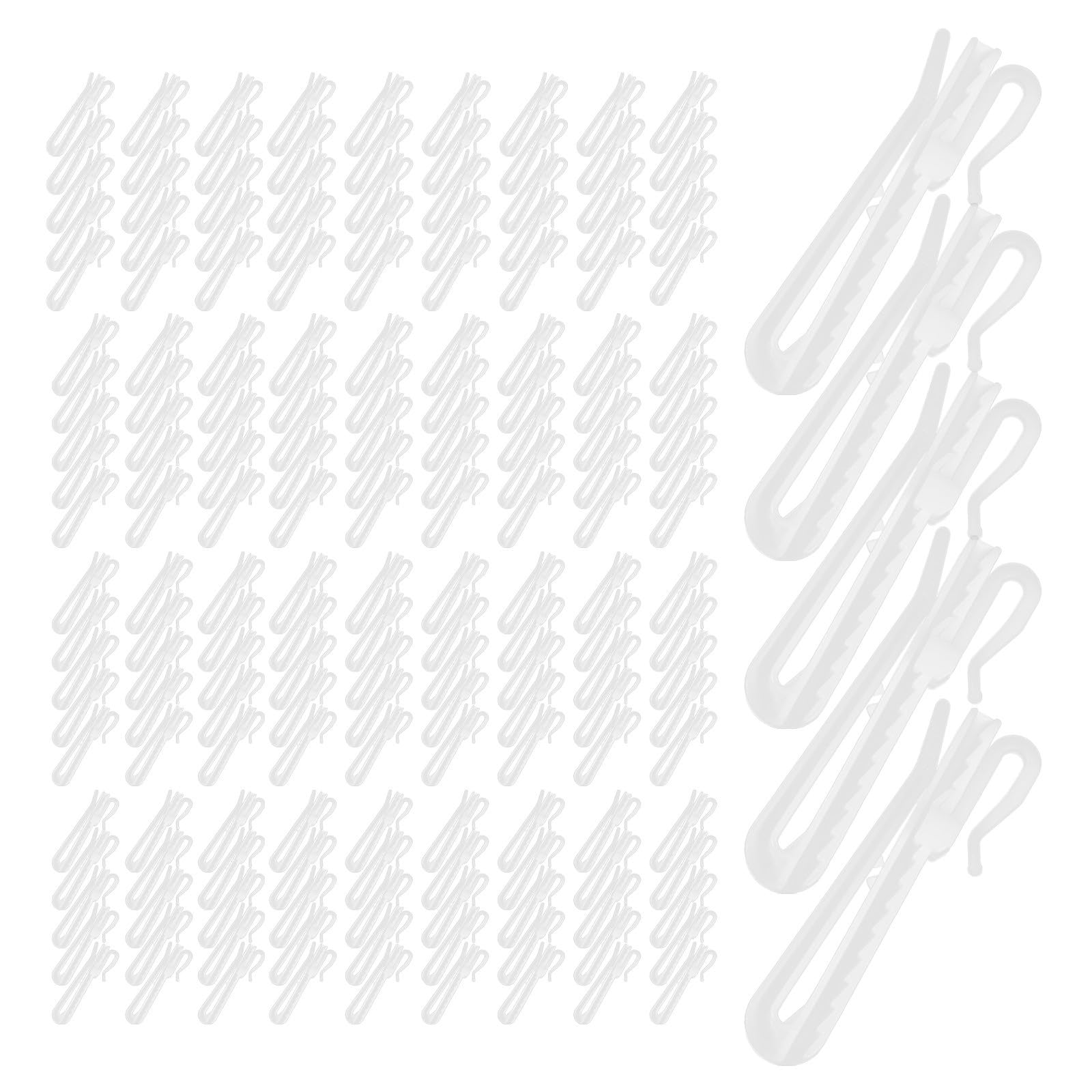 Artibetter Crochets de Rideaux Design Simple et Robuste Lot de 100 en Plastique Réglables Arrondis pour Voilage Fenêtre et Tringle sans Perçage