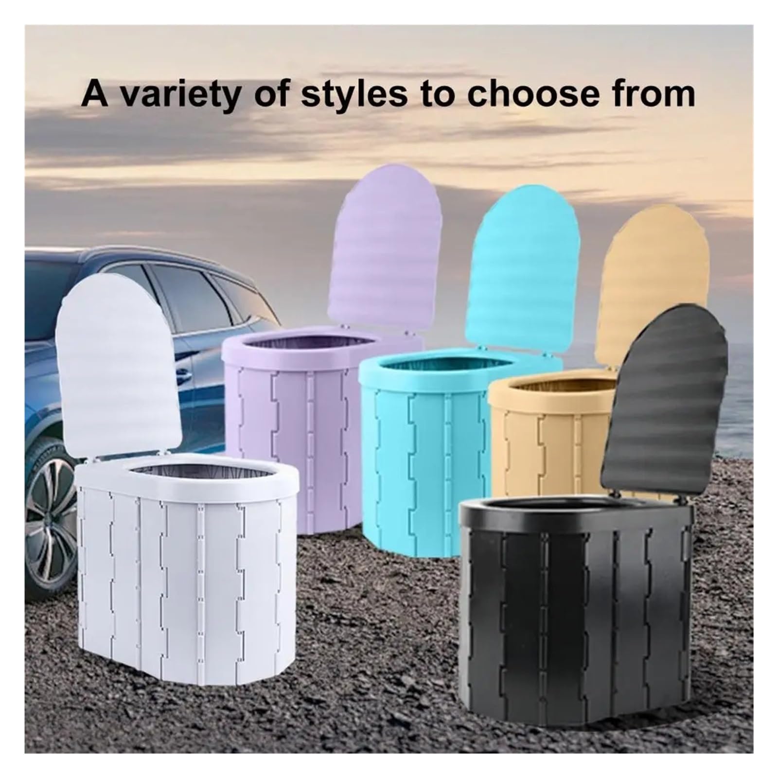 Inodoro Plegable Inodoro Plegable For Acampar con Tapa, De Viaje, Asiento Ancho, Orinal Coche Adultos