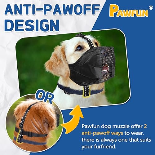 Miniatura 3 de PAWFUN Bozal para perro, de malla suave que no ladra para perros pequeños, medianos y grandes, protector bucal transpirable para perros, bozal