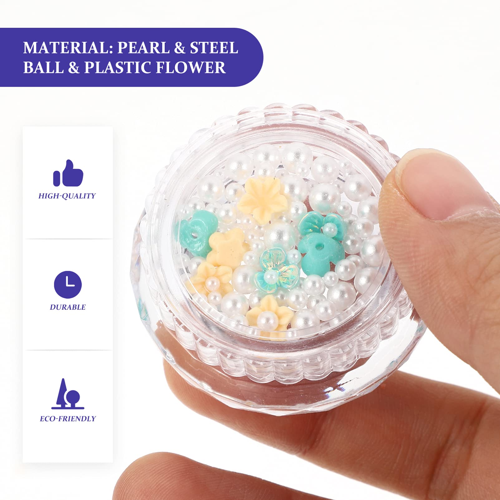 FRCOLOR Nail Art Decorations Multi Shapes Pearl Flower Charms for Nail Supplies for Manicure and Creative Nail Design