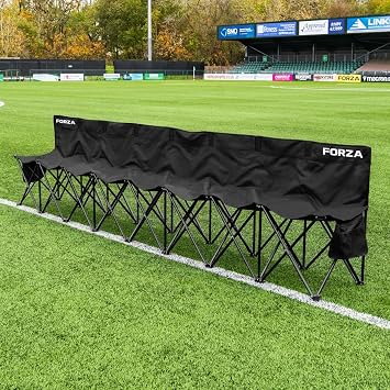 FORZA Portable Team Bench | 4, 6, 8 & 10 Seat Options, Heavy Duty Steel Frame with Carry Bag, Foldable Soccer Team Bleachers for Sports Teams, Coaches & Substitutes [Bench Only]