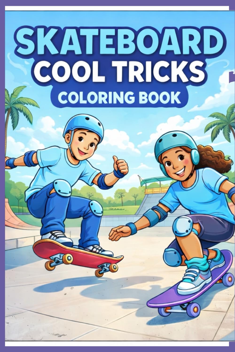 SKATEBOARD COOL COLORING BOOK: Tricks, Street Scenes & Friend Moments — Easy-to-Color Pages for Boys and Girls