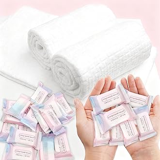 Disposable Face Towel - Travel Towel 16 X 10 in - 22 PCS Compressed Towel Tablets & Camping Towel - Coin Tissues Expands in Water - Magic Washcloths Candy Package for Kitchen Hiking Sport