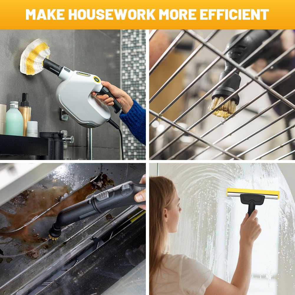 9pcs Accessoires pour Nettoyeur Vapeur Karcher Accessoires SC1 SC2 SC3 SC4 SC5 Brosse Ronde Brosse Plate Buse Courbe Brosse Vapeur Main Housse de Chiffon de Nettoyage pour Nettoyeur Vapeur Karcher