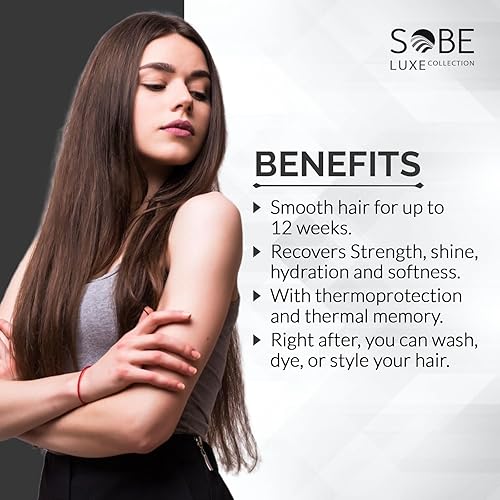 Miniatura 2 de SOBE LUXE - Tratamiento alisador de queratina brasileña, sistema de alisado para cabello seco y dañado, sin formaldehído, 32 onzas, elimina rizos y