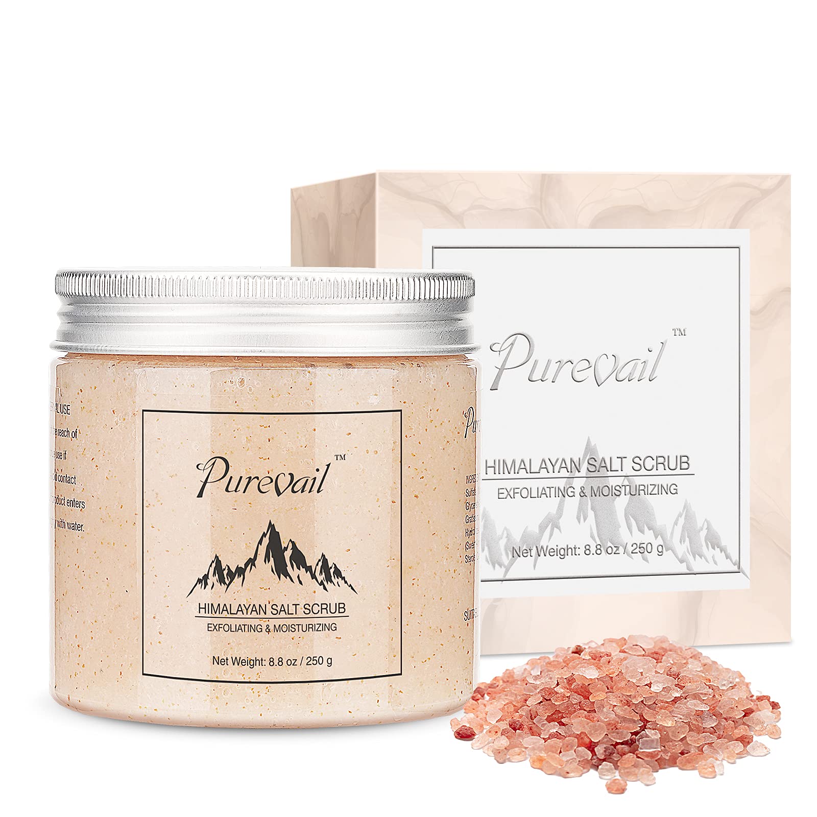 Himalayan Salt Body Scrub - Natural Exfoliating Scrub to Moisturize, Soften and Smoothen Skin - Light Bergamot Scent - Deep Cleansing for Dead Skin - Gifts for Women - 8.8 oz