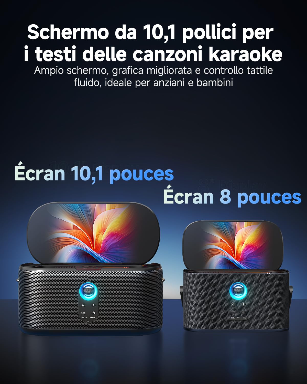 Ikarao Shell S1 Macchina Karaoke con Schermo Integrato, Bluetooth, Microfoni Wireless e Luci da Festa – Perfetta per Bambini, Adulti e Attività all’Aperto