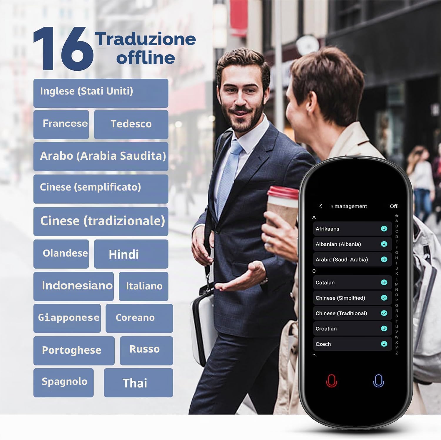 Dispositivo traduttore linguistico, supporto per traduttore vocale offline, registrazione e traduzione di foto, traduttore istantaneo bidirezionale in tempo reale ad alta precisione, 150+ lingue, per