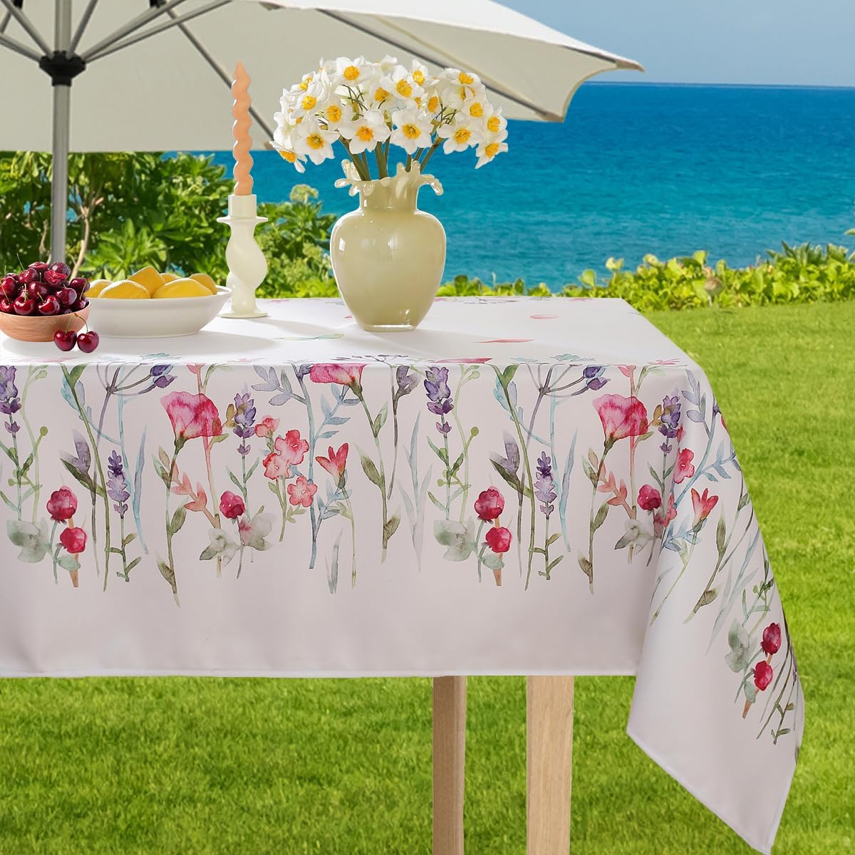 Nappe Ronde Extérieure Avec Trou Pour Parasol - Motif Pierre 3D, Imperméable, Bord élastique, 114-137 Cm - 7
