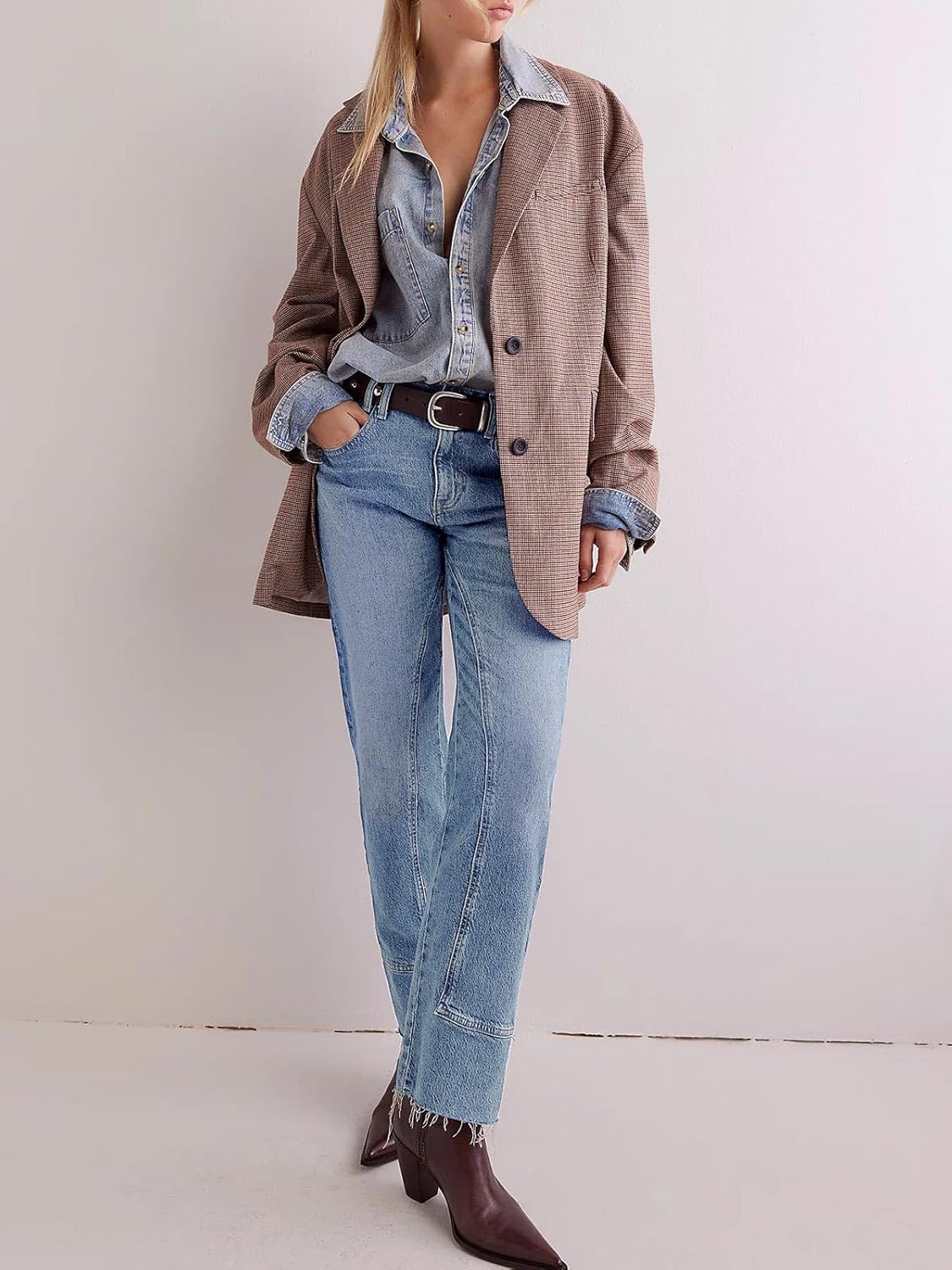 Cicy Bell Womens Straight Leg Stretchy Jeans High Waisted Front Seam Cropped Ankle Denim Pants with Pockets - Image 5