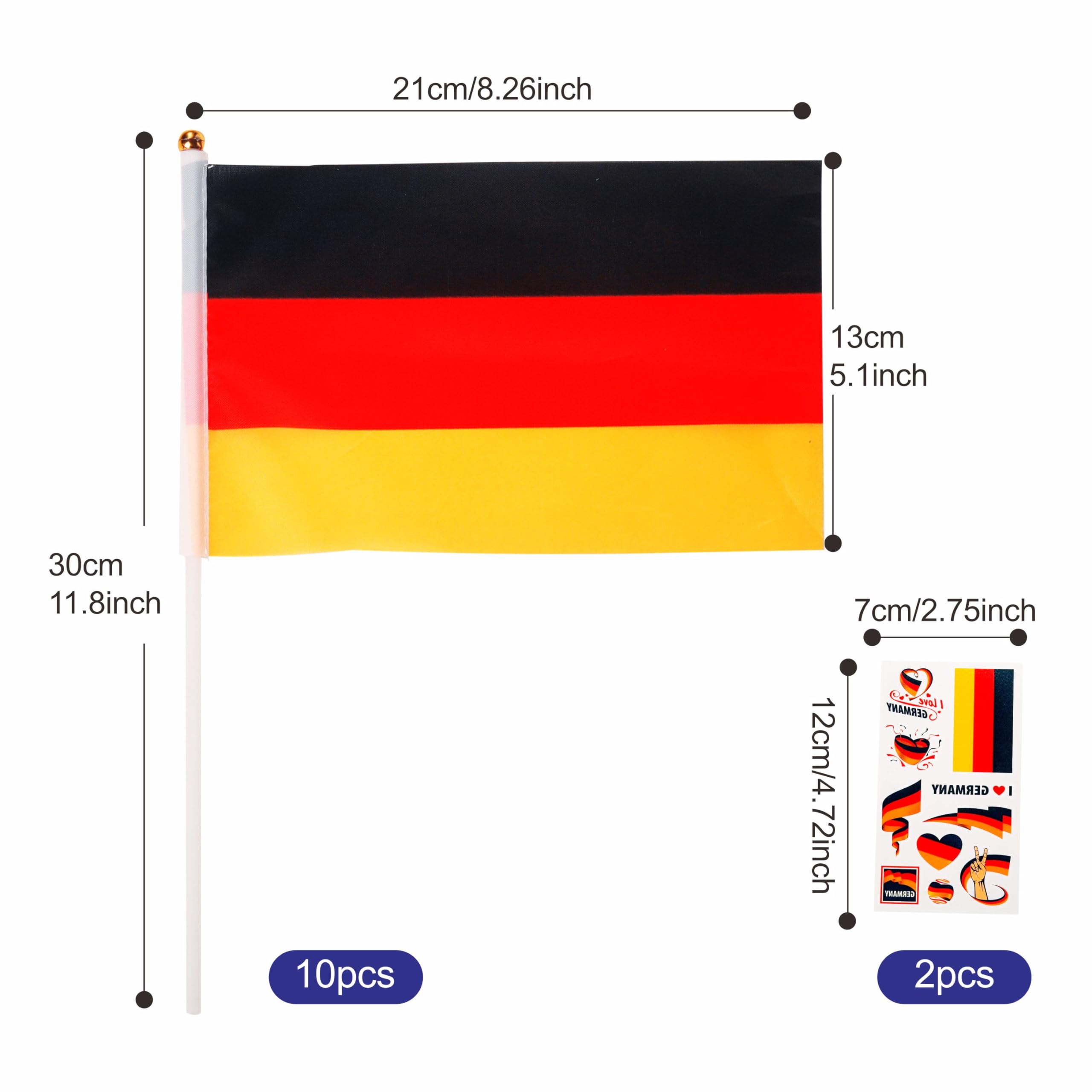 10pcs Mini Germany Flags on Sticks & 2pcs Tattoos - Image 2