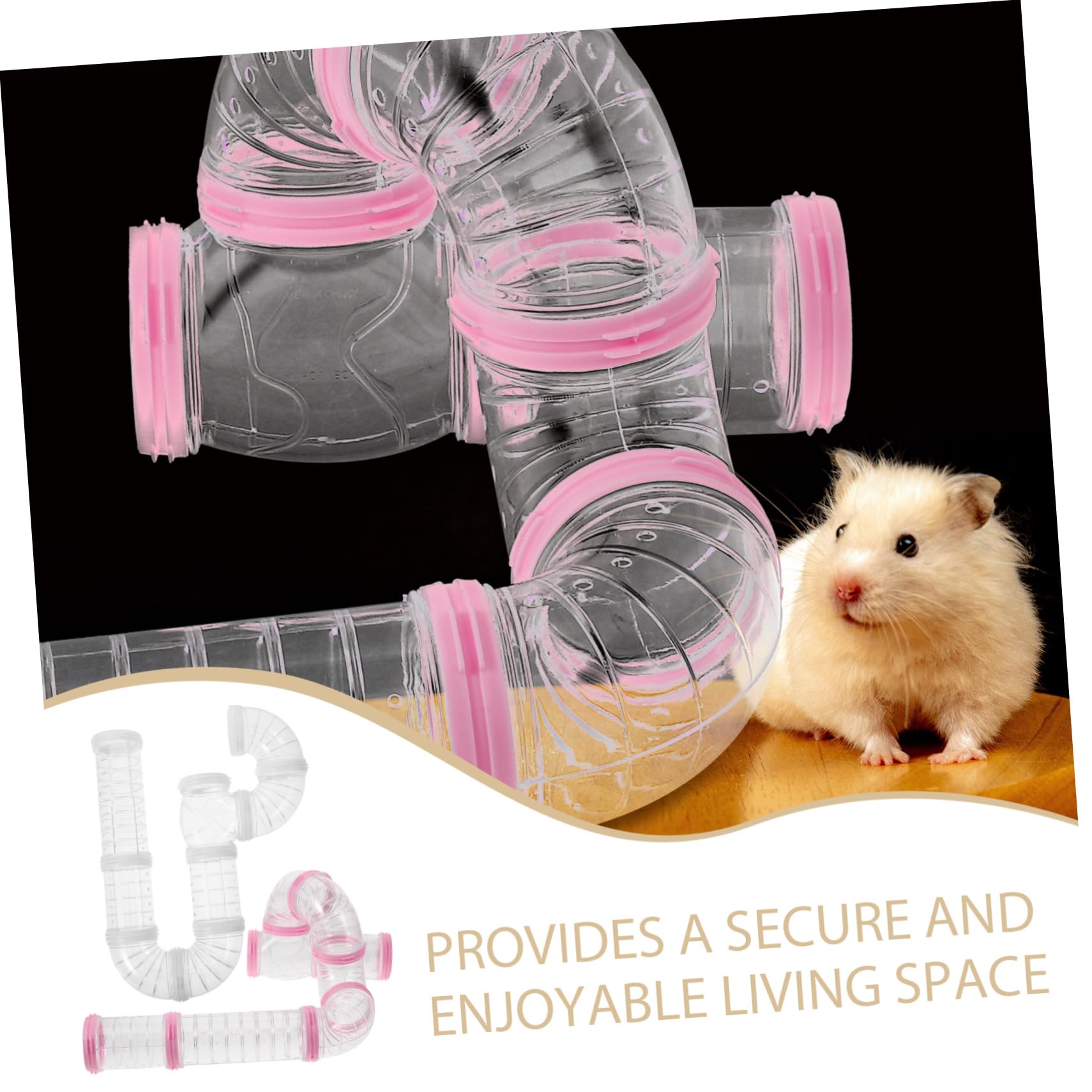 2 Stück Selbstgemacht Hamsterröhren aus Pp mit Abnehmbarem Design und Transparenten Außenrohren für Hamster und Eichhörnchen als Spielerischer Hamstertunnel Zubehör im Käfig