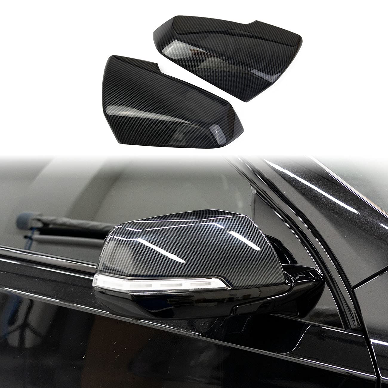 Carbon Fiber Side Door Mirror Cover Molding Trim for Chevrolet Traverse 2018-2022