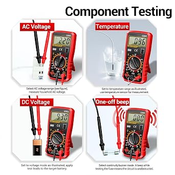 Digital Multimeter Tester - Fast Accurately 1999 Count Automotive Meter Tools | Auto Multimeter | for Electrical Home Household Electrician Industrial Commercial Residential Marine RV