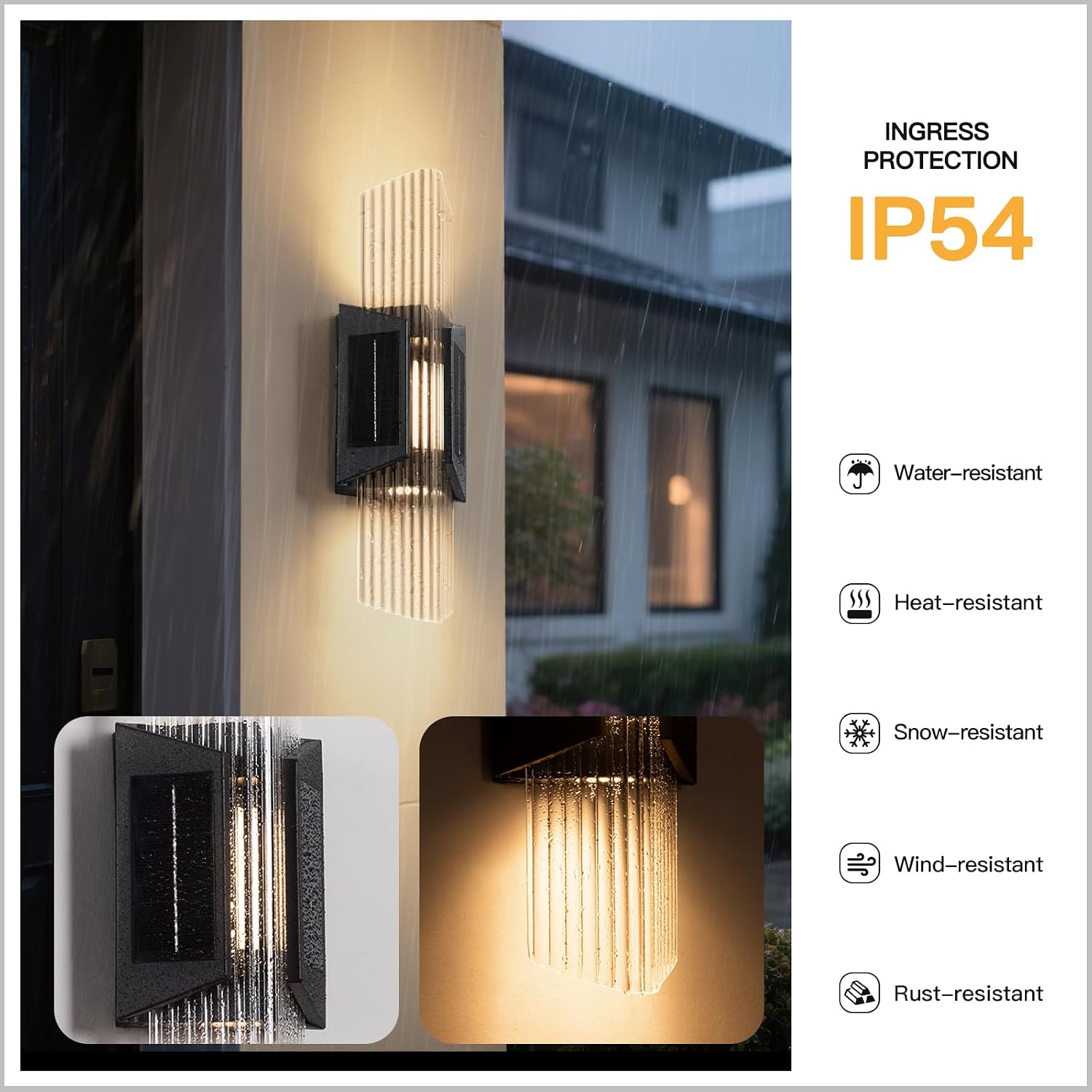 MVBT Solar Outdoor Wall Sconce Waterproof, 20.5" Large Front Porch Light Fixtures, 3000K LED Patio Wall Light Fixture, Modern Outdoor Sconce Lights for House, Exterior Garage Lighting Dusk to Dawn