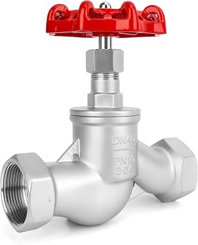 1-1/2" NPT Stainless Steel S-Type Globe Valve, Accurately Adjust Flow Rate Heavy Duty Threaded Manual Rotary Sluice Shut-off Valve for Water, Oil, Gas, Industrial Piping, HVAC Systems 1-1/2", DN40