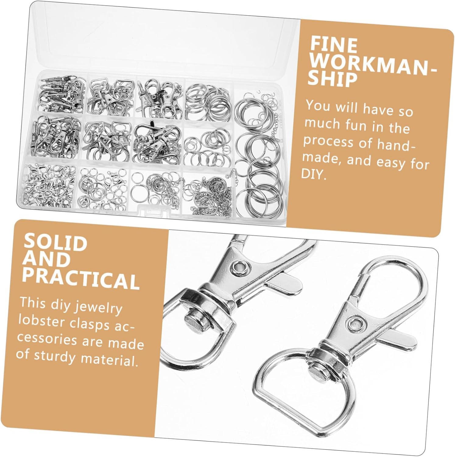 Silver Alloy Lobster Clasp Jewelry Connector for DIY Making, 1 Box