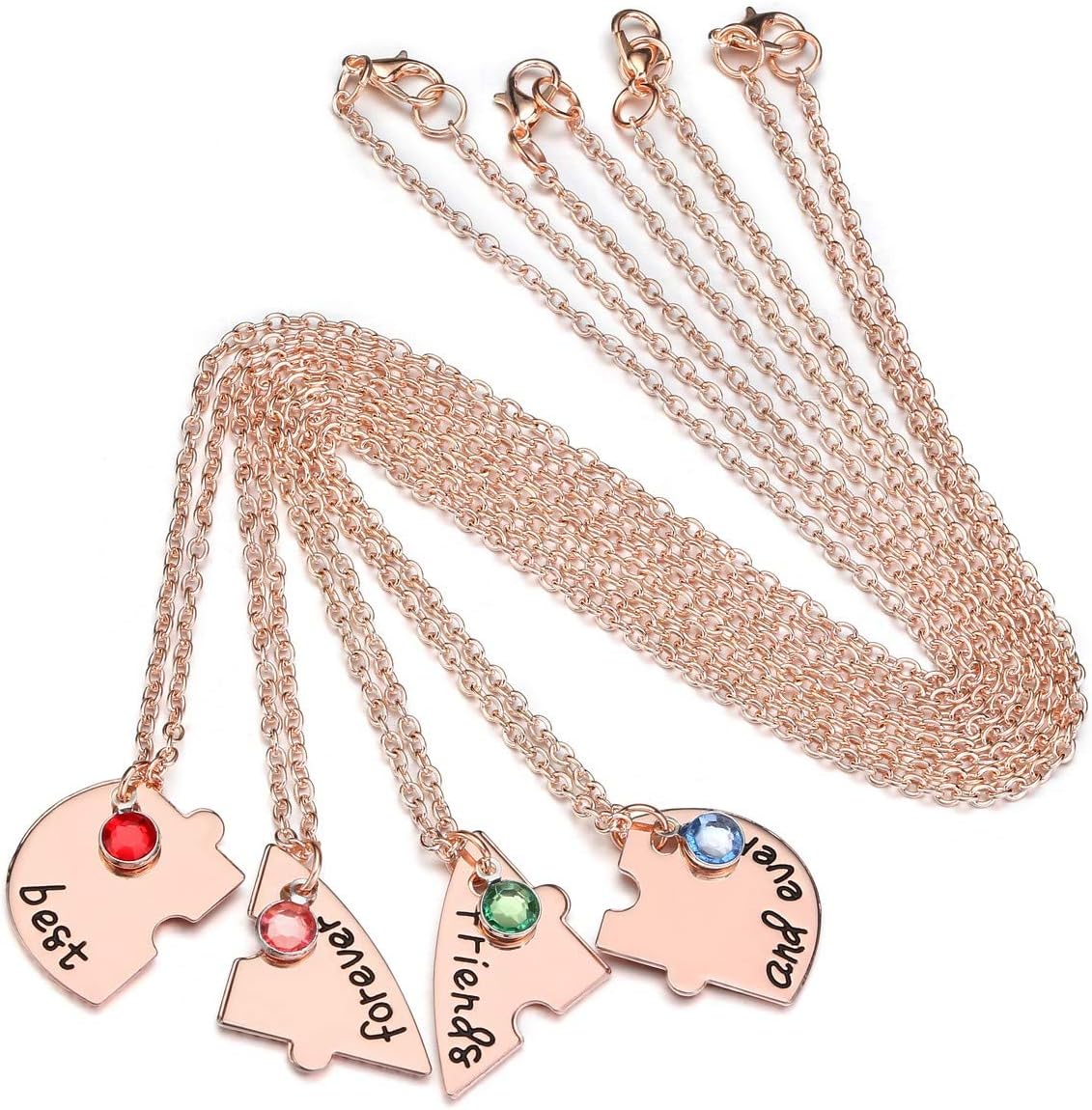 Jovivi Best Friends Forever and Ever Friendship Necklaces for 3/4,Alloy Heart Matching Puzzle Piece BBF Pendant Necklace Friendship Jewelry Birthday Gifts - Image 3