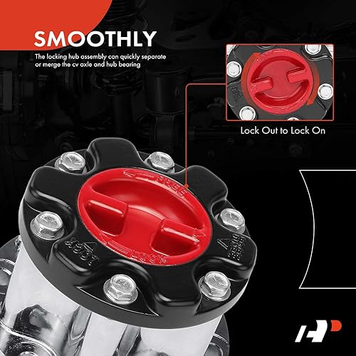 Miniatura 4 de A-Premium Actuador de cubo de bloqueo manual 4WD compatible con Toyota 4RunnerPickup 1986-1995, T100 1993-1994, Van 1987-1989, lado delantero del