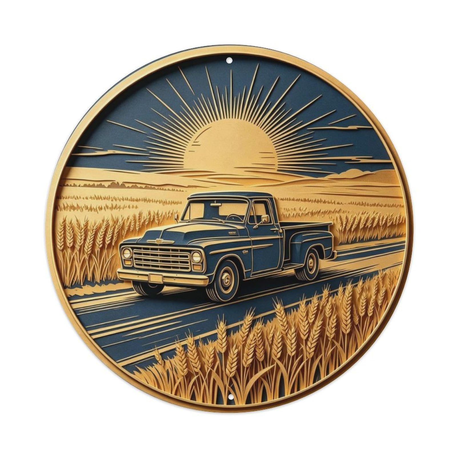 Vintage American Pickup Truck Metal Tin Sign Plaque