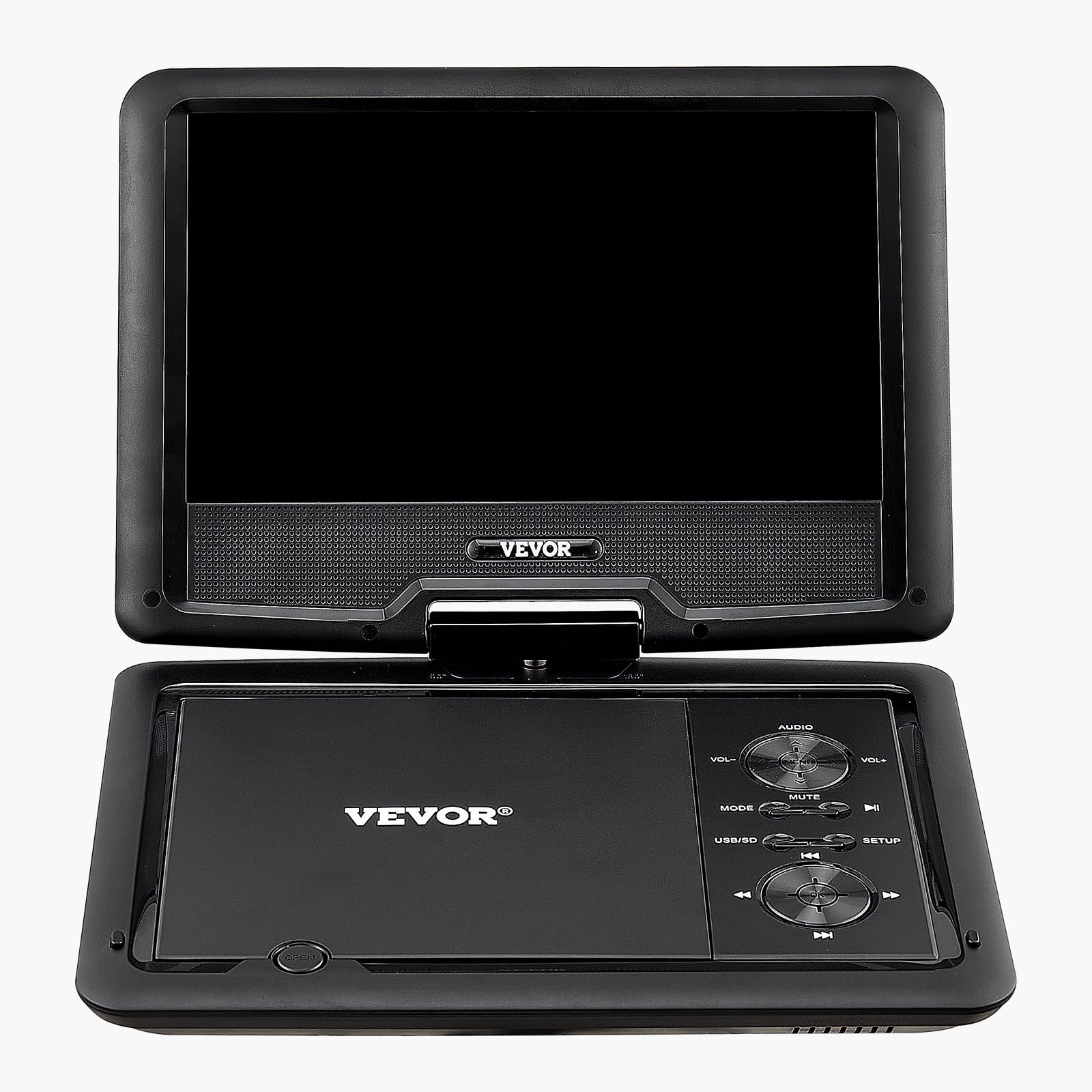 VEVOR tragbarer DVD-Player mit drehbarem HD-Bildschirm (256 mm), eingebauter Akku mit 4 Std. Laufzeit, 2 Lautsprecher, unterstützt Synchronisierung von TV/USB/SD-Karte/CD/DVD, Autoladegerät schwarz