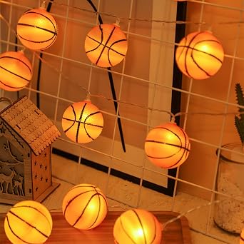 Yayfazy Basketball Decorations String Lights, Battery Operated 5ft 10LED Sports Party Room Decor,Basketball Ornaments for Christmas Tree, Gifts for Kids, Boys, Grandson