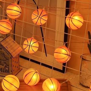 Yayfazy Basketball Decorations String Lights, Battery Operated 5ft 10LED Sports Party Room Decor,Basketball Ornaments for Christmas Tree, Gifts for Kids, Boys, Grandson
