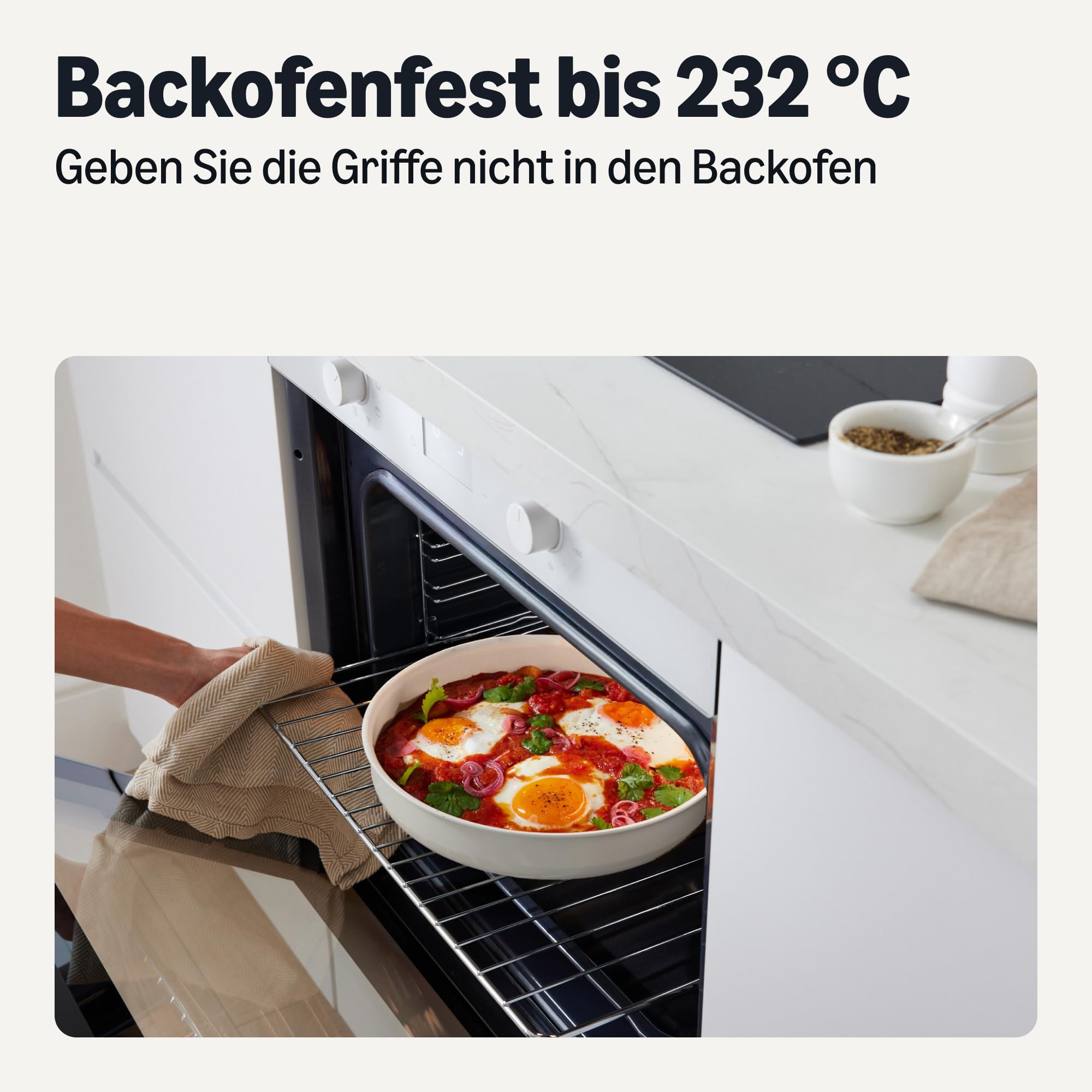 Amazon Basics 11-Teiliges Topfset mit Abnehmbaren Griffen, Stapelbares Keramik-Pfannenset für Alle Herdarten, Ofenfest bis 232°C, Spülmaschinenfest