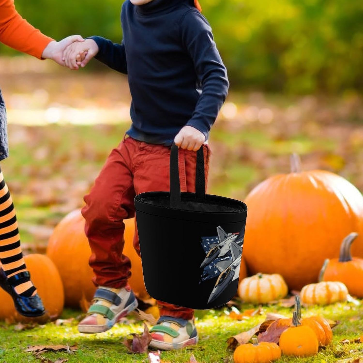 F-22 Raptor Fighter Jet Halloween Treat Bag Reusable Candy Basket Tote Goody Bags Gift Party